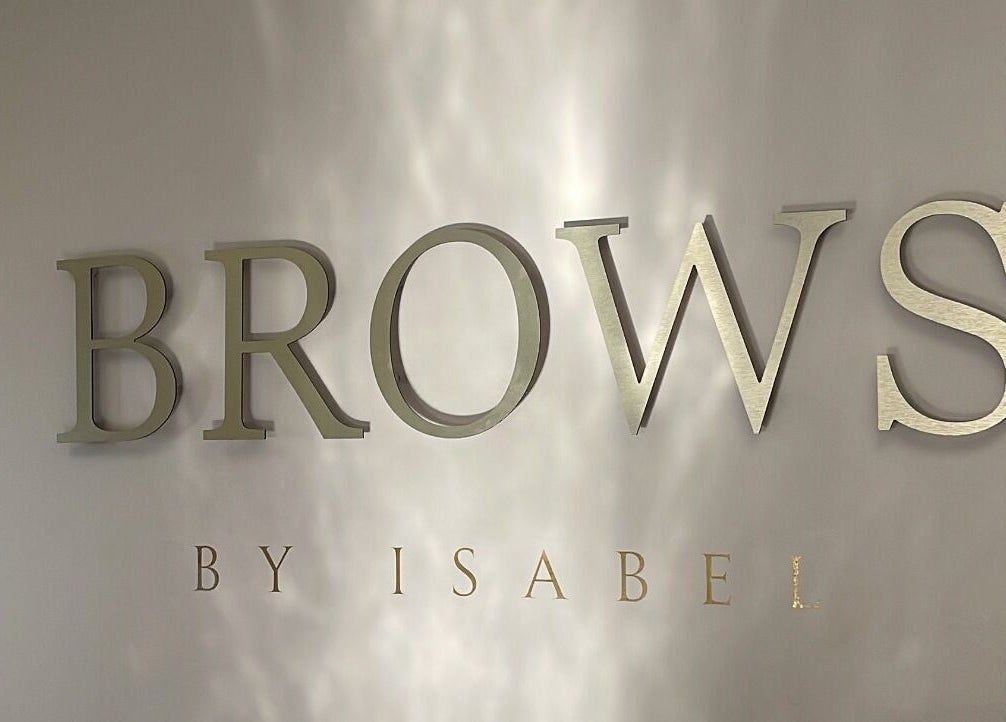 Elegant wall signage of Brows by Isabel in Wolverhampton, England, GB.