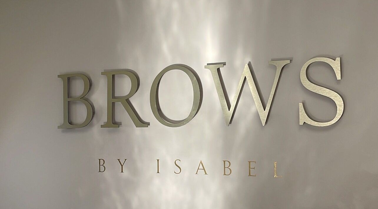 Elegant wall signage of Brows by Isabel in Wolverhampton, England, GB.