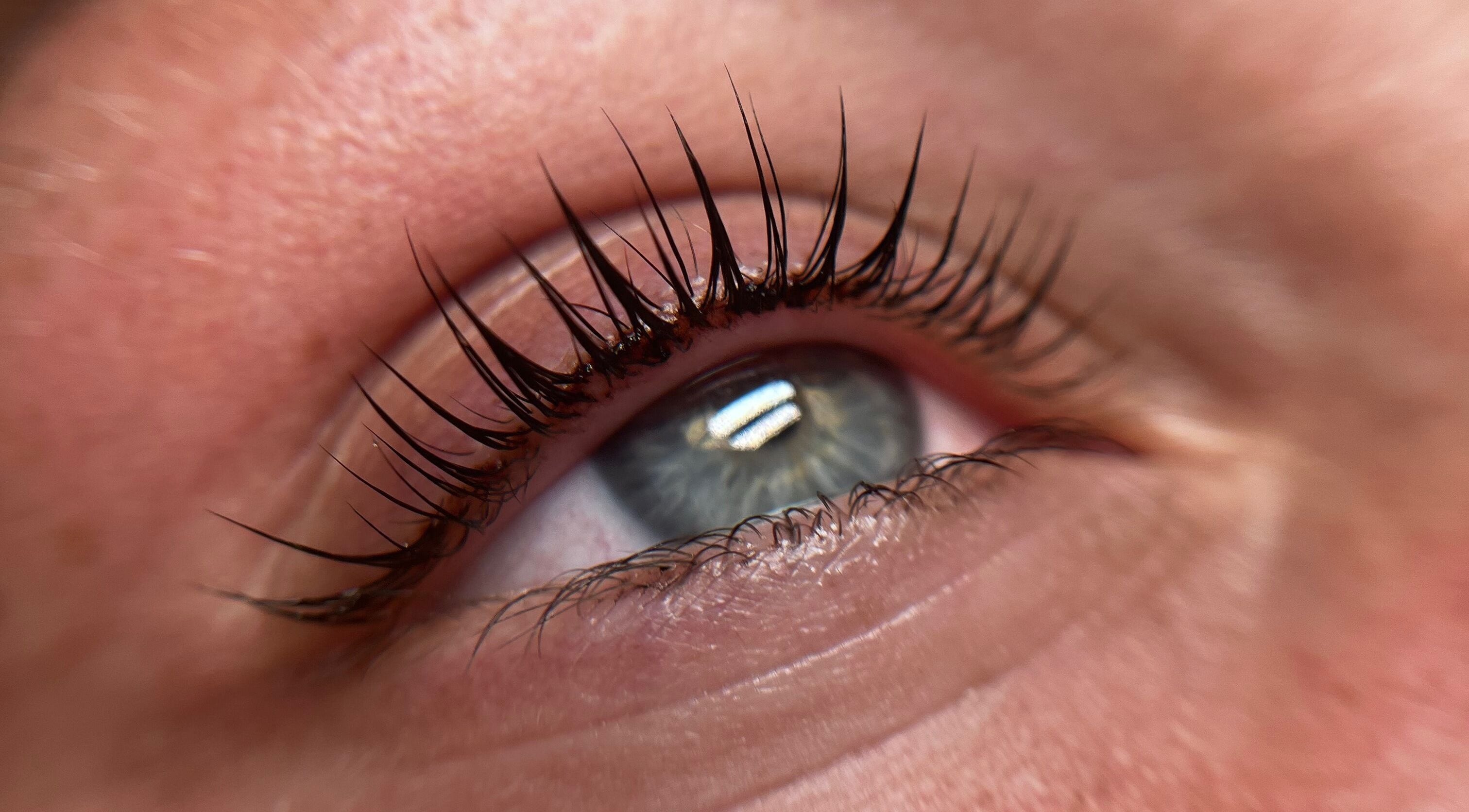 Close-up of styled lashes at Brows by Isabel, Wolverhampton, England, GB.