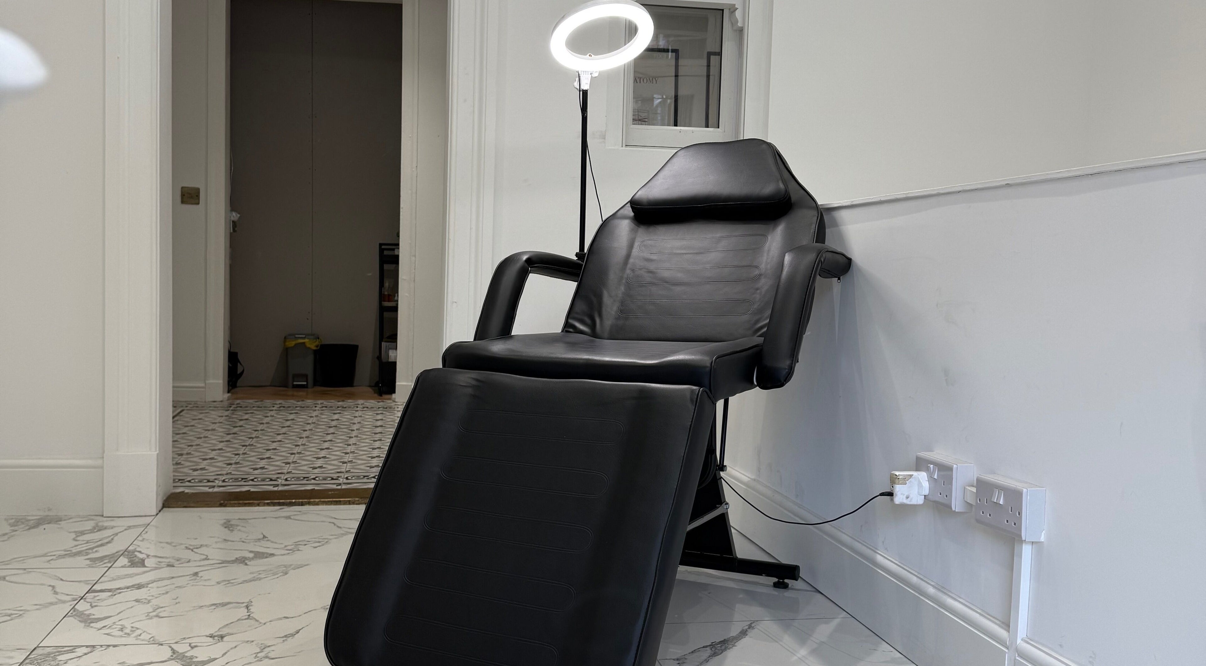 Comfortable beauty chair at Lashmek, Edinburgh, Scotland, GB for luxurious treatments.