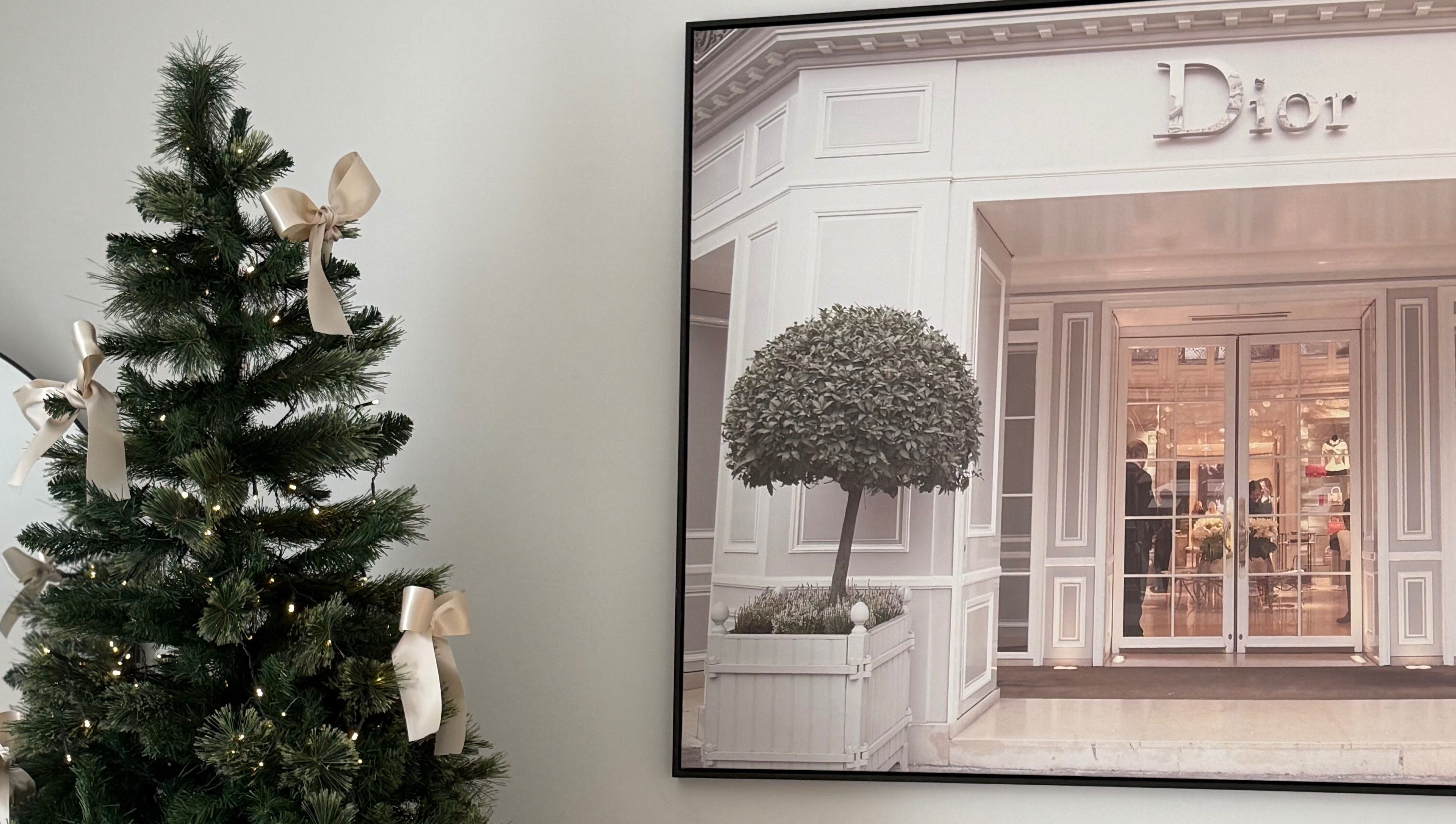 Elegant decor at Aesthetixx in Coburg North, Victoria, AU with a decorated tree and chic wall art.