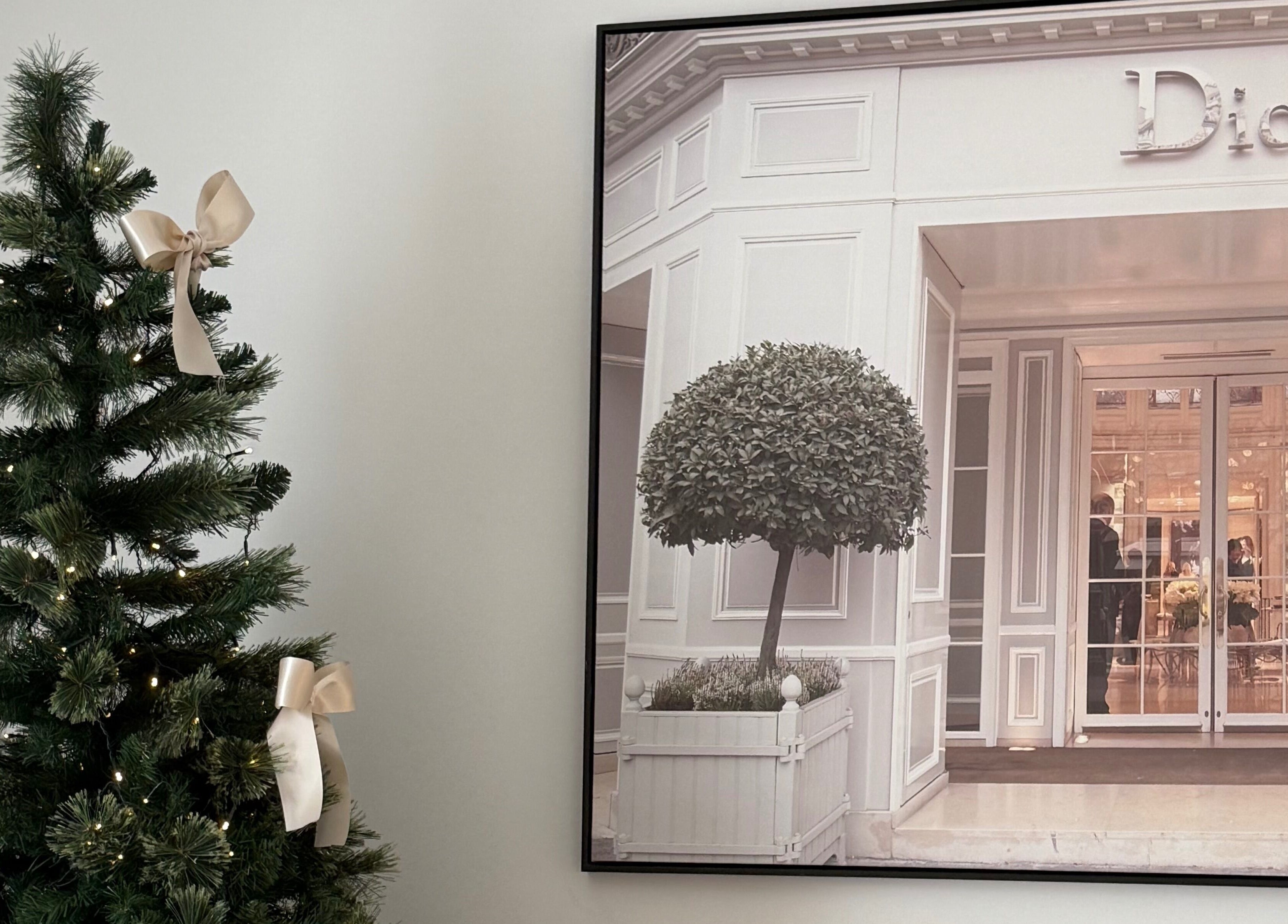 Elegant decor at Aesthetixx in Coburg North, Victoria, AU with a decorated tree and chic wall art.