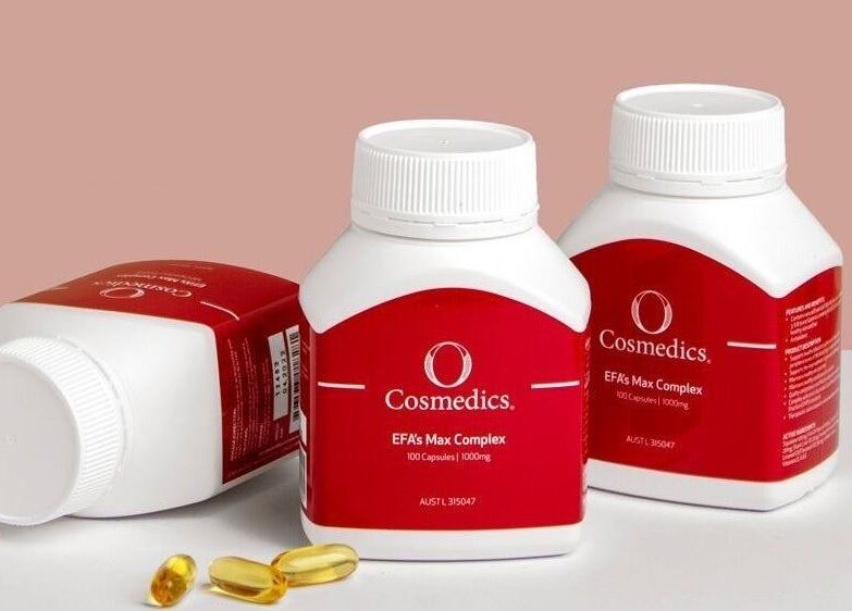 Cosmetics capsules from Aesthetixx, Coburg North, Victoria, AU displayed in red packaging.