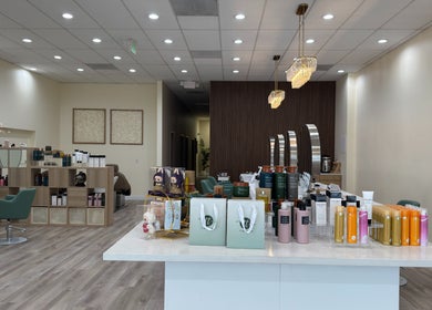 Interior of TT Head Spa Long Beach with elegant decor and beauty products in Long Beach, California, US.