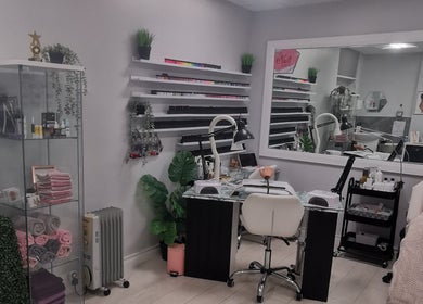 Elegant nail salon at The Nail Lady, Londonderry, Northern Ireland, GB with stylish decor and manicure setup.