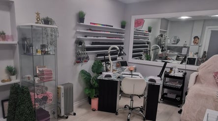 Elegant nail salon at The Nail Lady, Londonderry, Northern Ireland, GB with stylish decor and manicure setup.