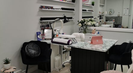 Elegant workspace at The Nail Lady in Londonderry, Northern Ireland, GB, showcasing nail care products.