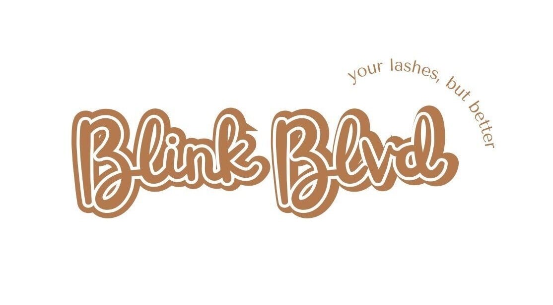 Stylized Blink Blvd logo featuring the phrase 'Your lashes, but better' at Flagstone, Queensland, AU.