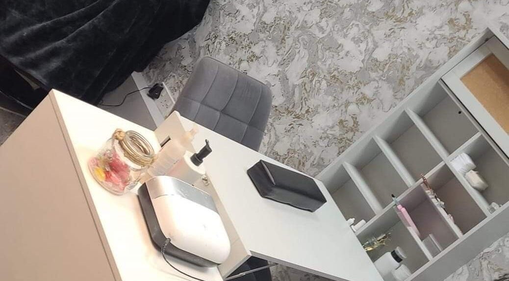 Modern nail salon workspace at BM Nails beauty piercings, Sheffield, England, GB.