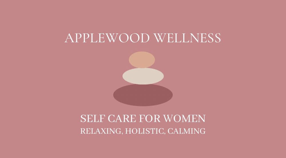 Applewood Wellness logo with three stacked stones, promoting self-care for women in Upton, England, GB.