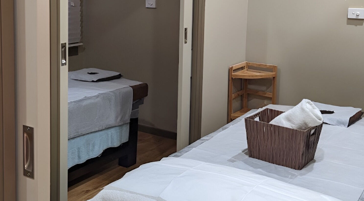 Cozy treatment rooms at Serenity Cammeray Lux Spa, Cammeray, New South Wales, AU with plush beds and calming decor.