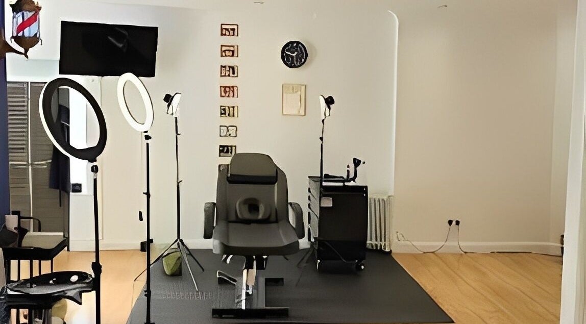 Well-lit treatment room at Scalp Art Clinic, South Woodham Ferrers, England, GB, showcasing modern setup.