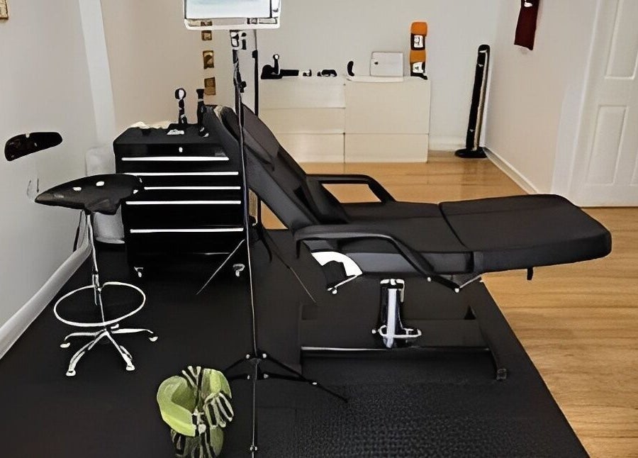 Modern, sleek treatment room at Scalp Art Clinic in South Woodham Ferrers, England, GB, showcasing comfort and style.