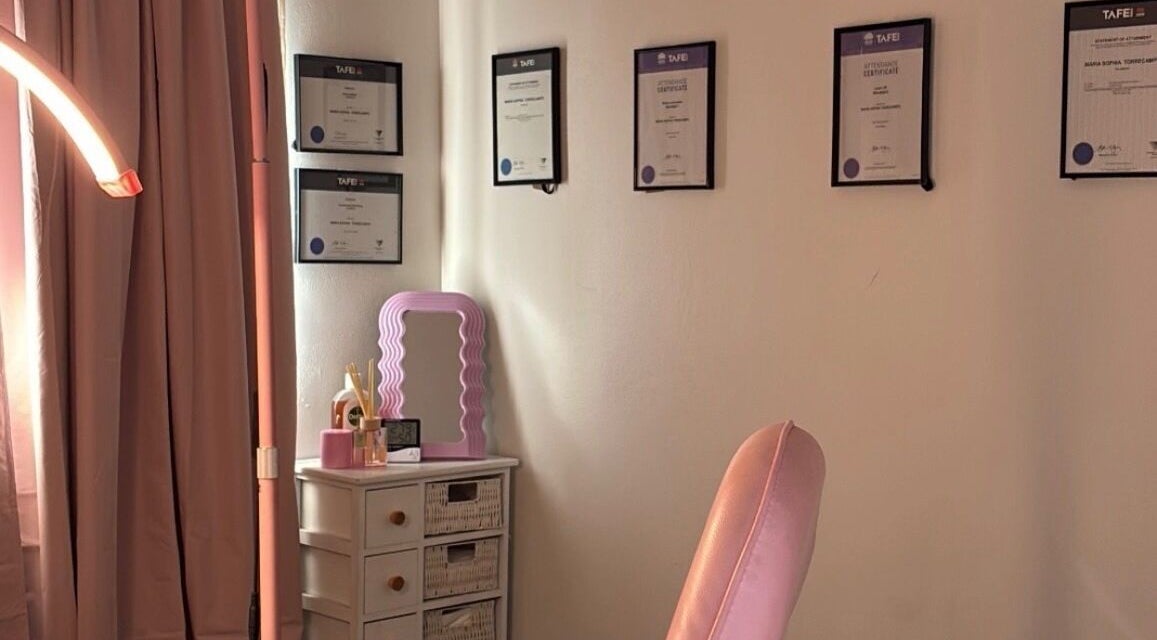 Lashed By Maya's peaceful beauty room in Westmead, New South Wales, AU showcasing elegance and certifications.