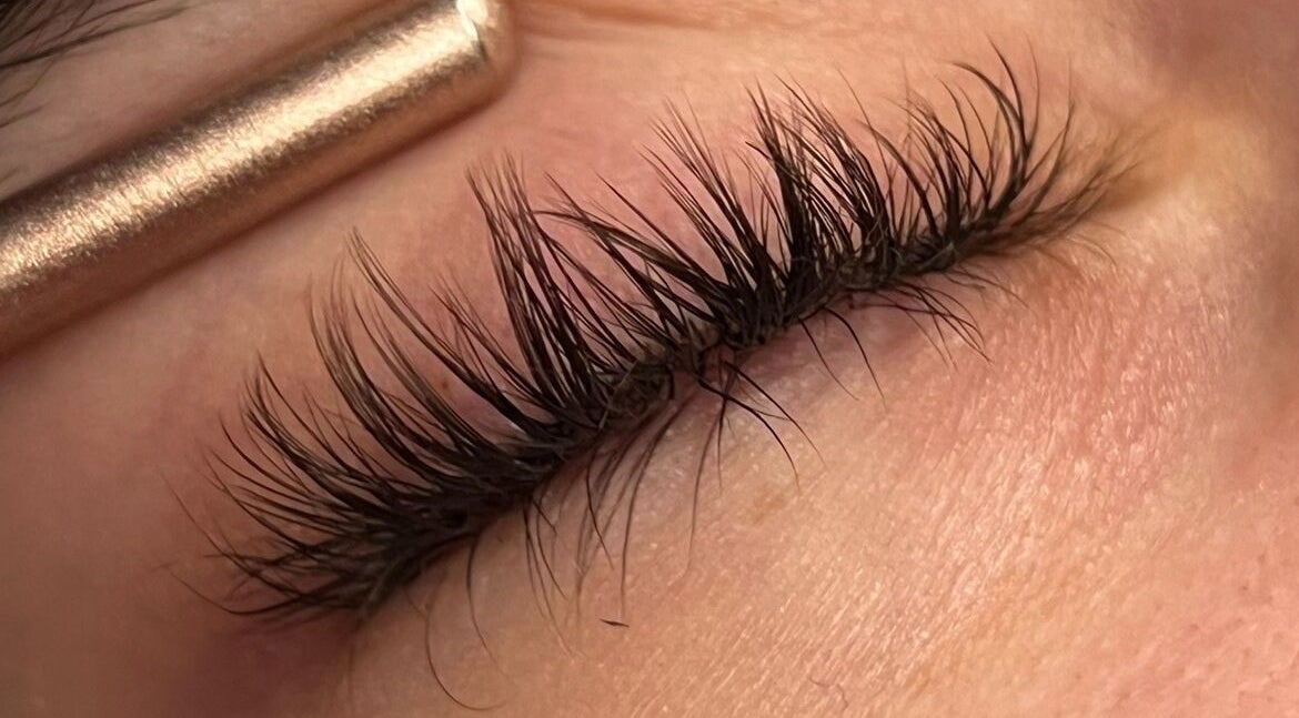 Close-up of expertly crafted eyelashes at Lashed By Maya in Westmead, New South Wales, AU.