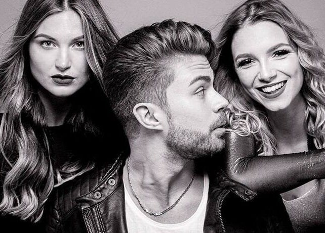 Stylish trio at Leonards Hair, Tas-Sliema, MT. Showcasing trendy hairstyles and fashion.