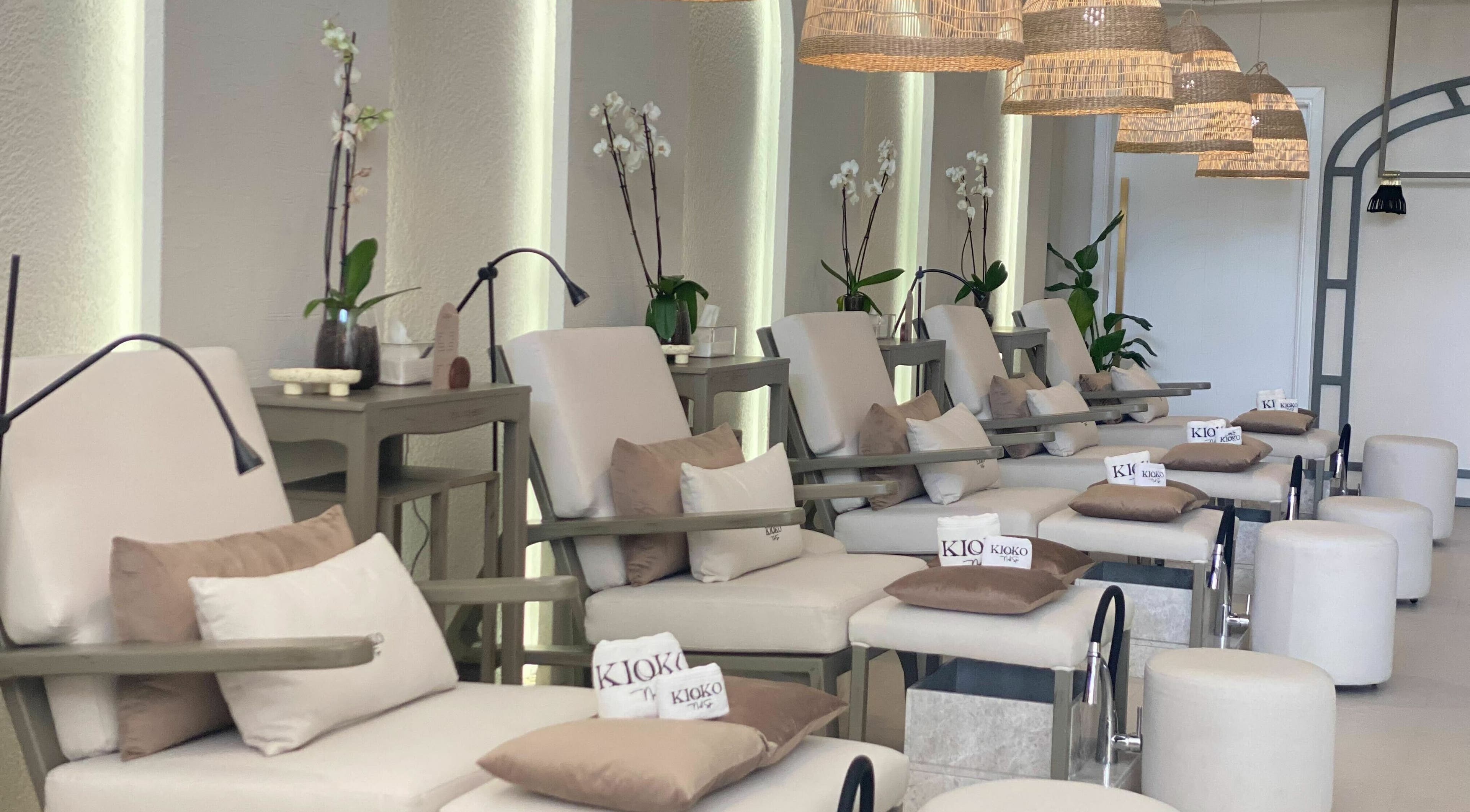 Chic seating at Kioko Nail Spa, Riyadh, Riyadh Province, SA offers a relaxing pampering experience.