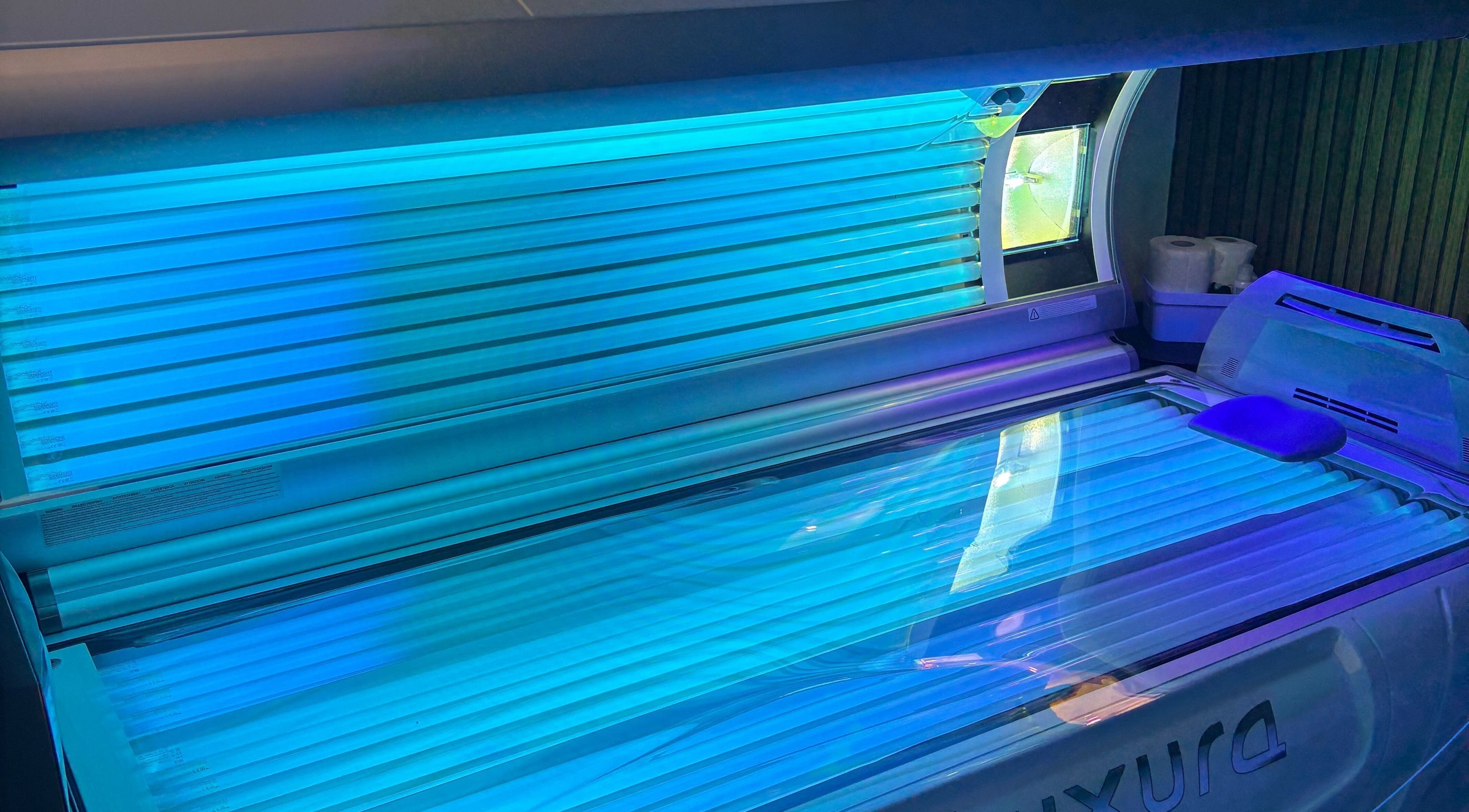 Modern tanning bed at Tanerife Tanning & Beauty Salon in Sunderland, England, GB, offering premium sunbed services.