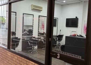 Entrance to The Hair Project Sydney in Five Dock, New South Wales, featuring modern salon interiors.