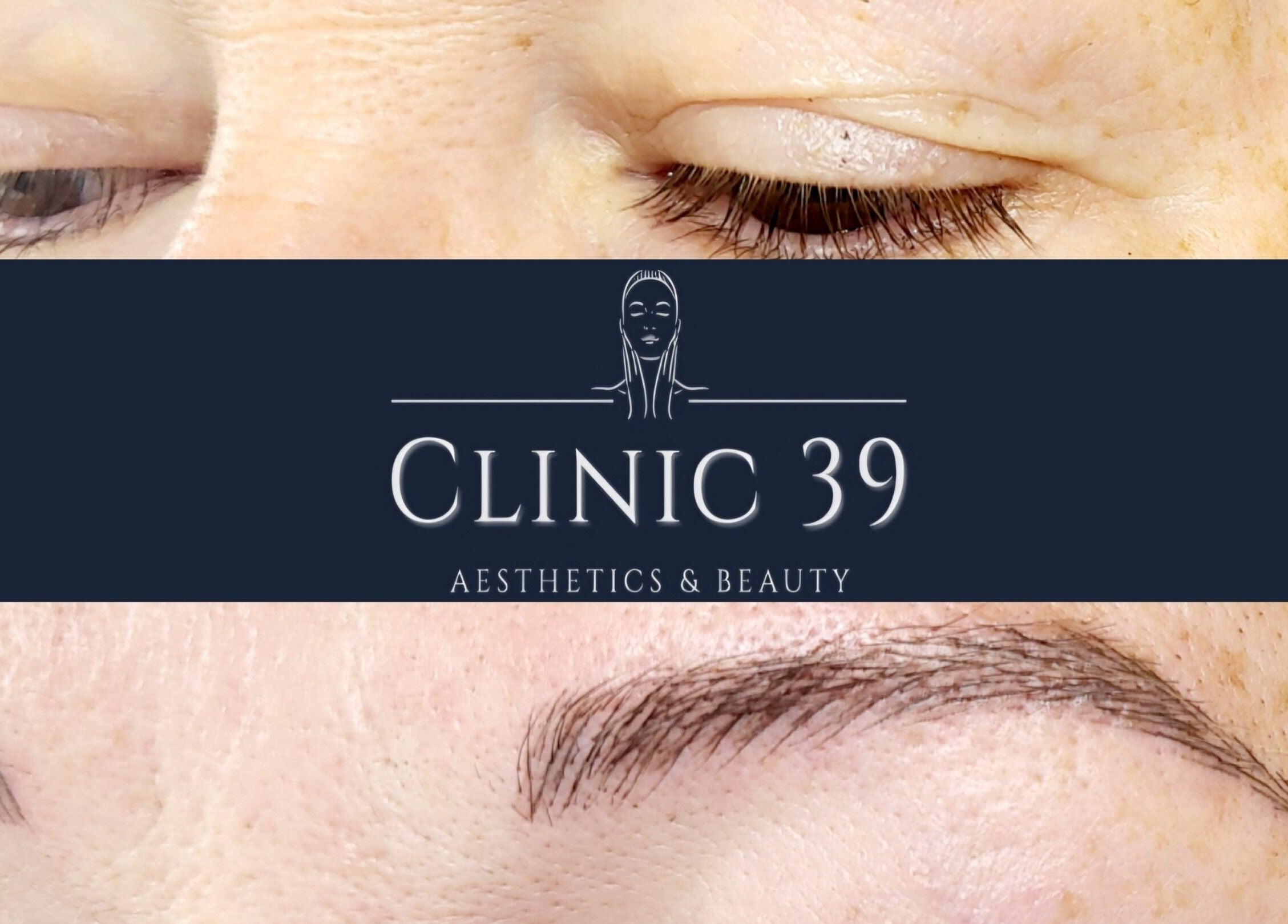 Close-up of perfectly shaped eyebrows at Clinic 39 Aesthetics & Beauty, Swansea, Wales, GB.