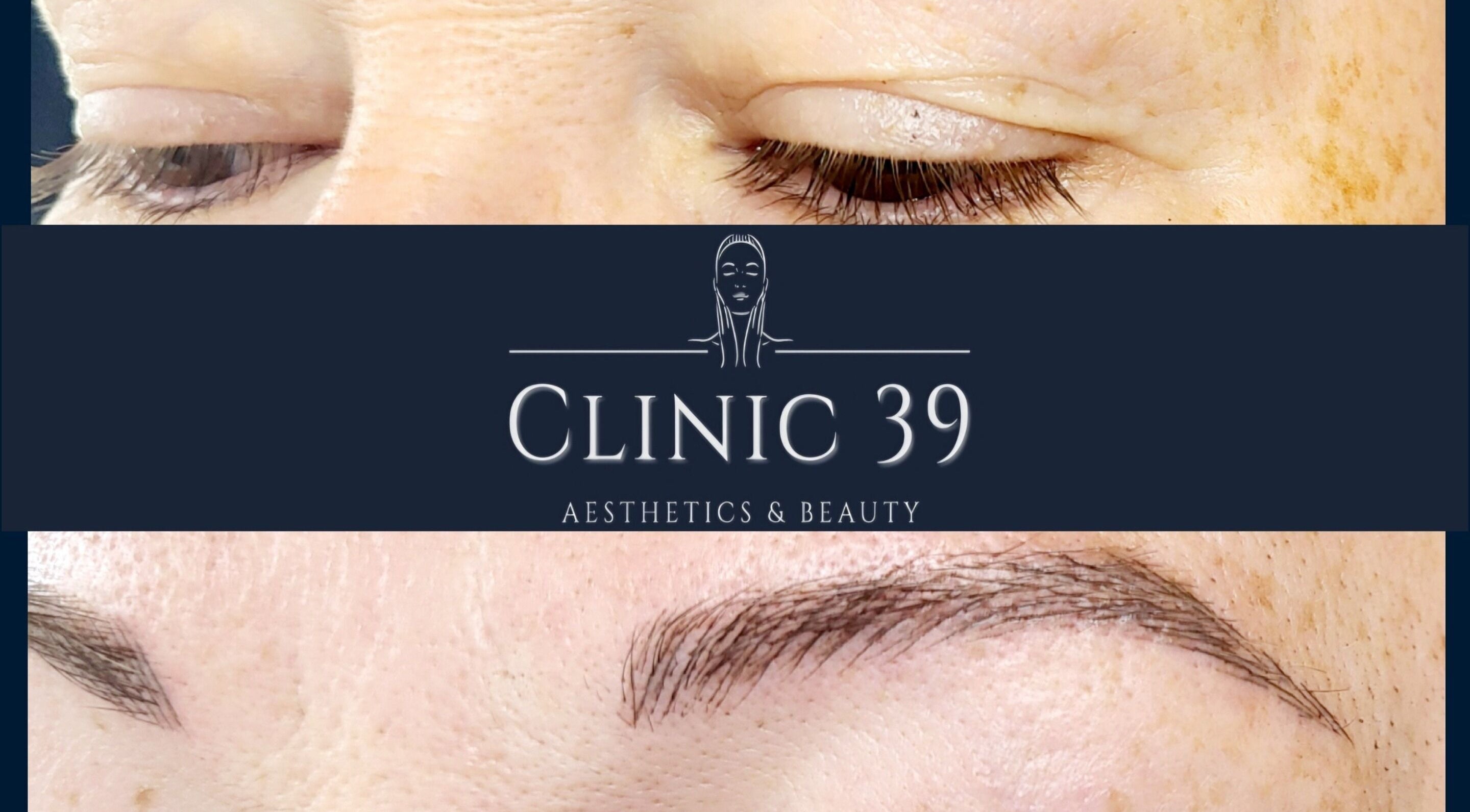 Close-up of perfectly shaped eyebrows at Clinic 39 Aesthetics & Beauty, Swansea, Wales, GB.