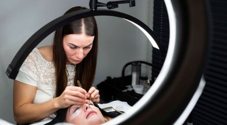 Expert eyelash extension application at Belle Beauty Studio & Academy, Gravesend, England, GB.