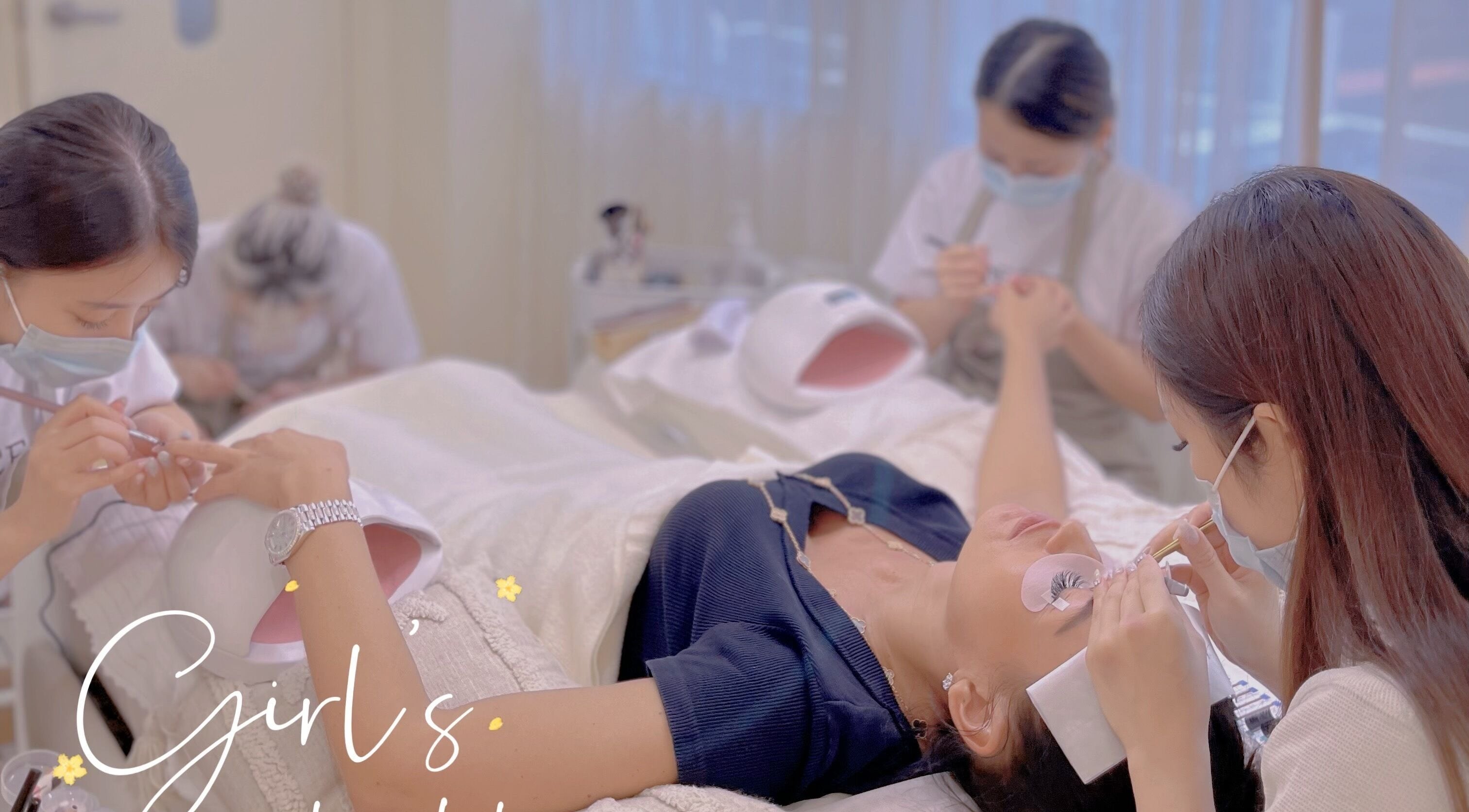 Woman enjoys relaxing beauty treatment at Nicce Luxury Beauty Ltd, Hong Kong Island, HK.