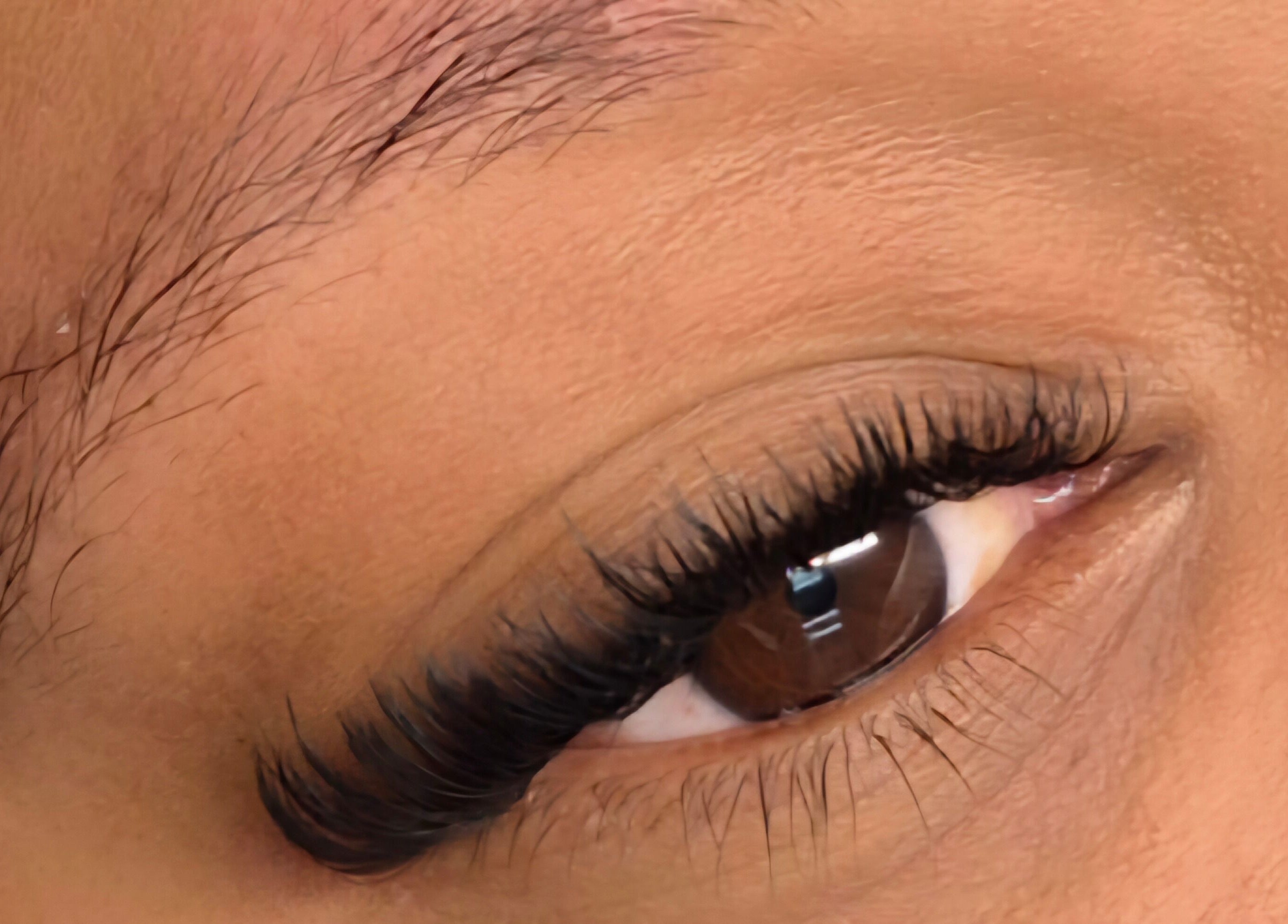 Close-up of eyelash extensions at E-Creations Beauty Salon in Jeffreys Bay, Eastern Cape, ZA.