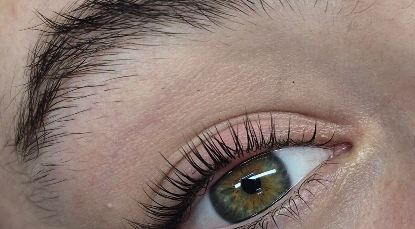 Close-up of professionally enhanced eyelashes at E-Creations Beauty Salon, Jeffreys Bay, Eastern Cape, ZA.