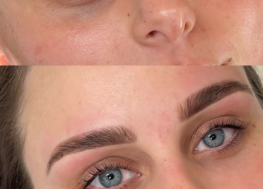 Before and after eyebrow shaping at ILash and Beauty Bar, Baringa, Queensland, AU.