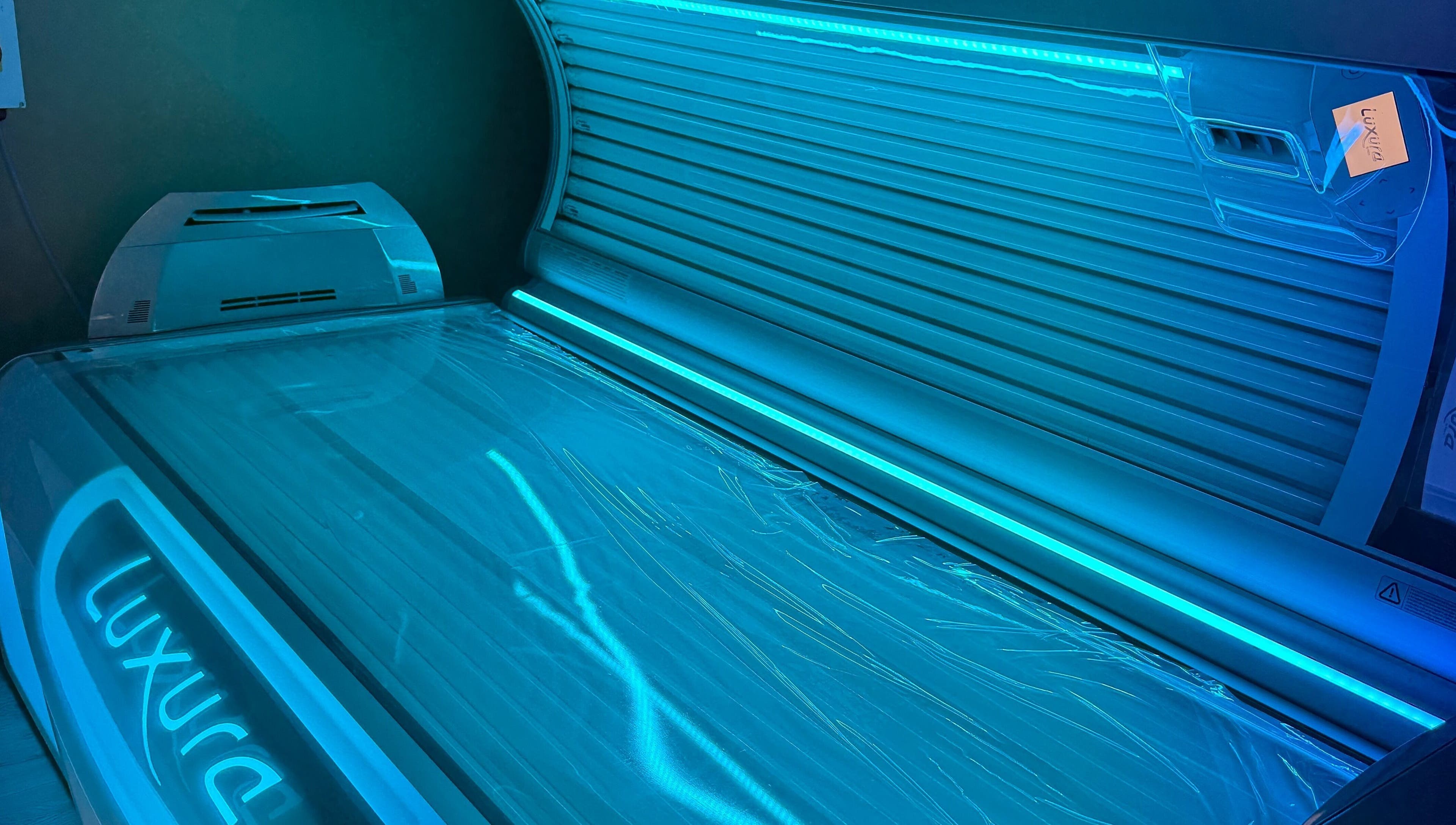 Luxura sunbed at The Glam Bar in Auchterarder, Scotland, GB offers a premium tanning experience.
