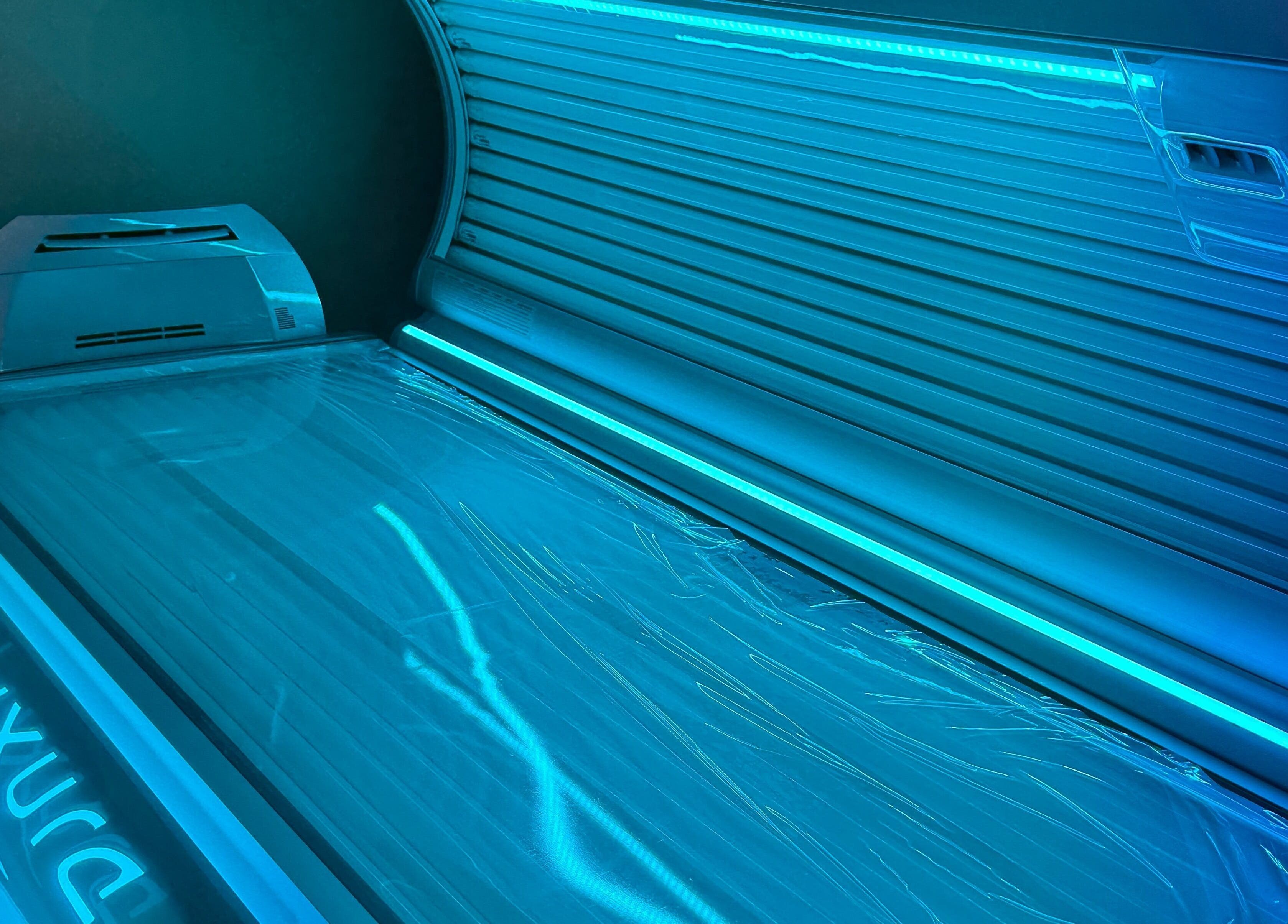Luxura sunbed at The Glam Bar in Auchterarder, Scotland, GB offers a premium tanning experience.