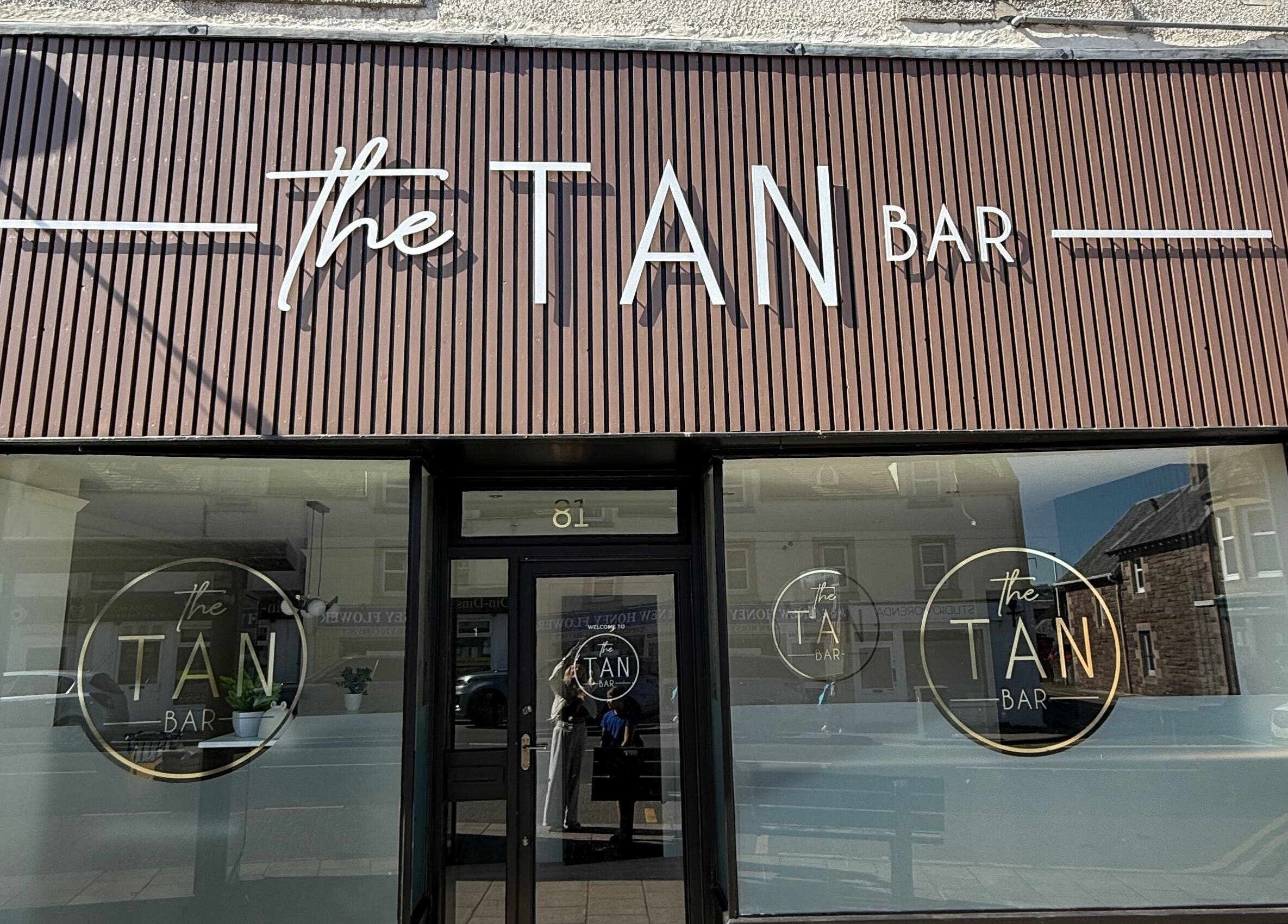 Exterior of The Glam Bar in Auchterarder, Scotland, GB, showing modern storefront design.