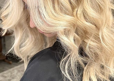 Blonde hair styled in waves at ReVive at the Ridge - Fuquay, Fuquay-varina, North Carolina, US.