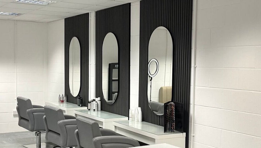 Elegant salon mirrors and chairs at The Secret Salon, Dinnington, England, GB.