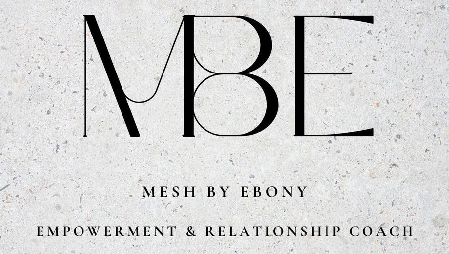 Logo for Mesh By Ebony L- Coaching in Colchester, England, GB, featuring elegant black typography on a textured background.