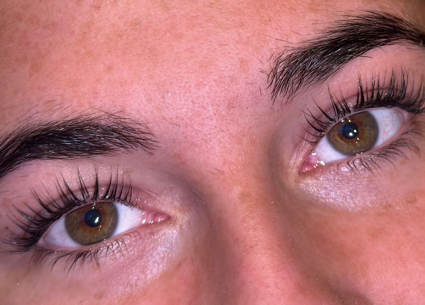 Close-up of expertly groomed eyebrows and lashes at Venus Studios, Kirkby In Ashfield, England, GB.