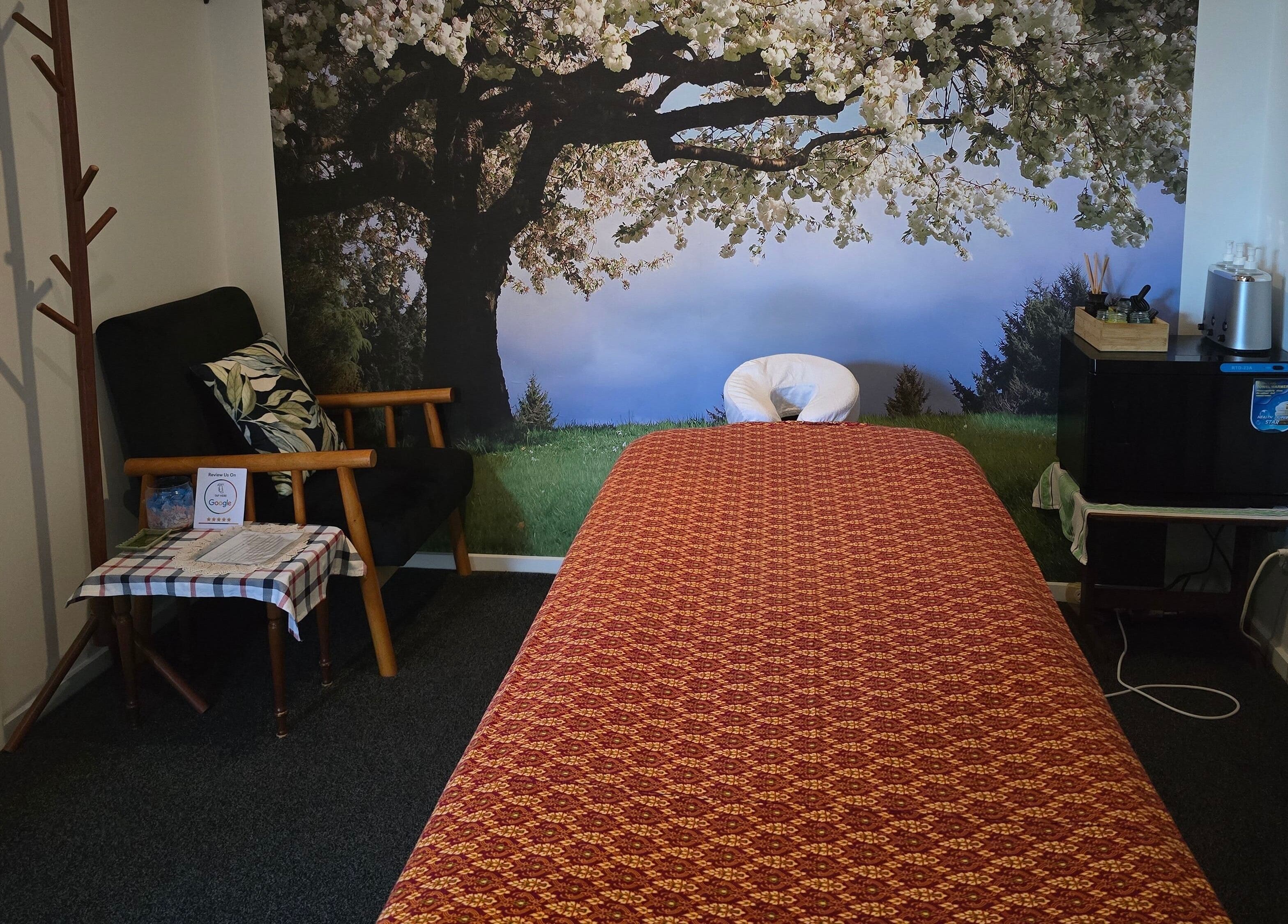 Relaxing massage room at Sawasdee Massage in Christchurch, Canterbury, NZ with tranquil decor and comfortable setting.