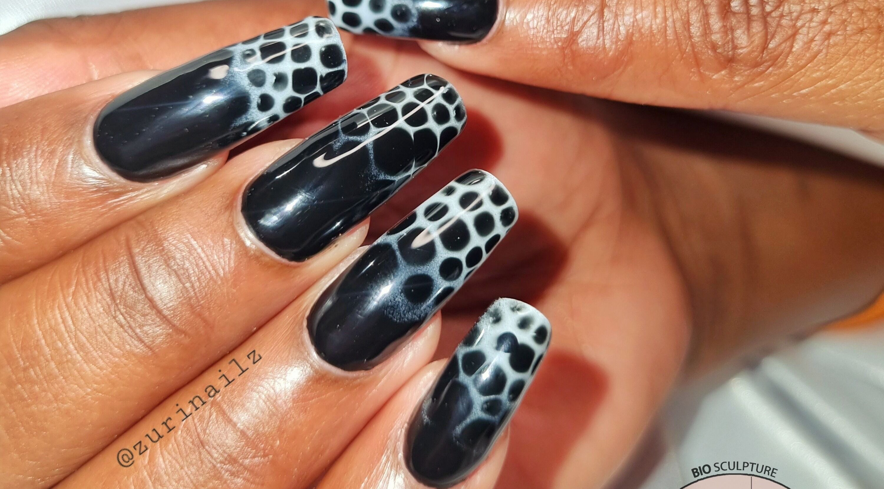 Intricate black and white nail art at Zuri Nails - Kimberley, Rhodesdene, Northern Cape, ZA.