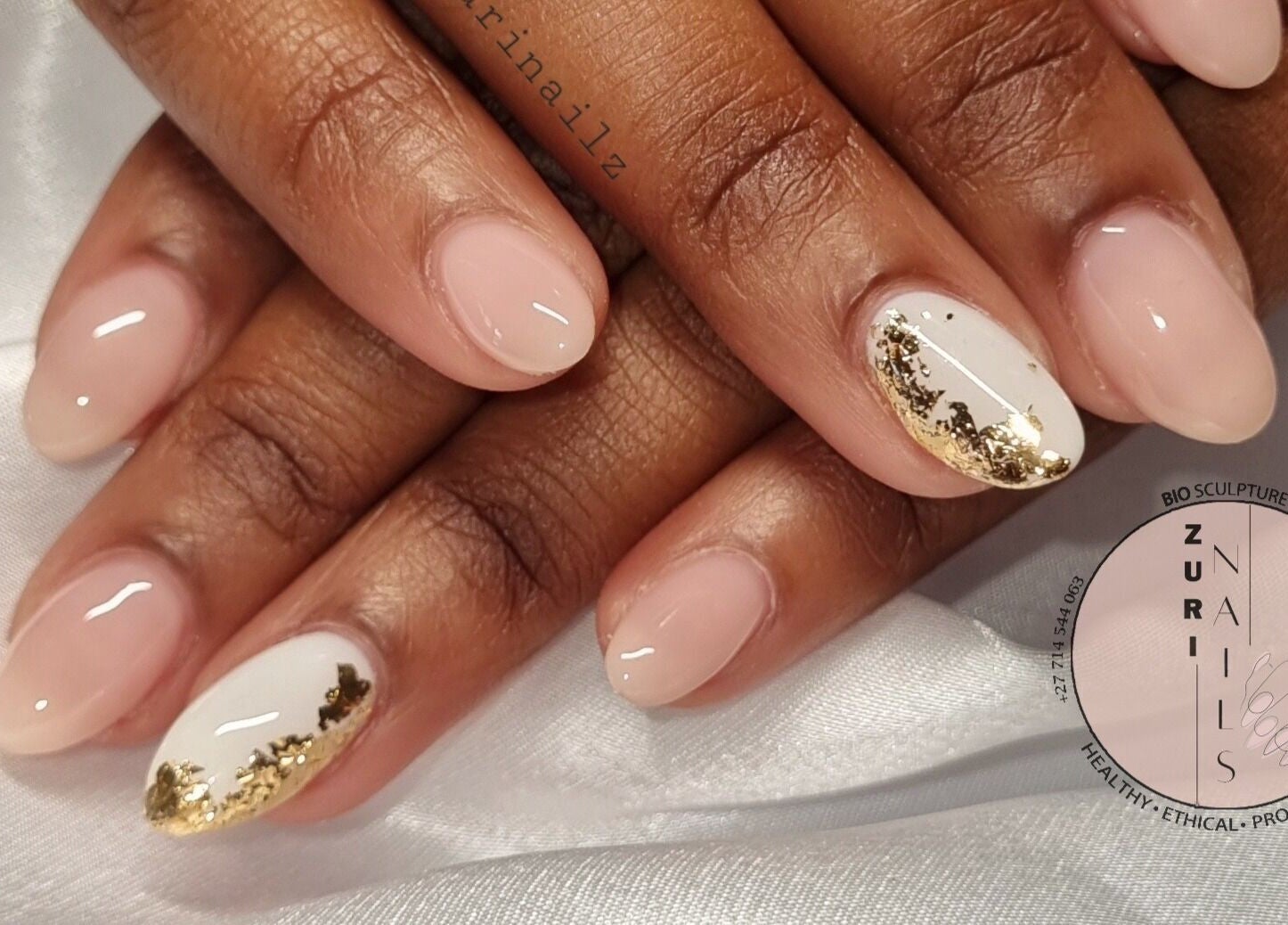 Elegant nails with gold accents at Zuri Nails - Kimberley, Rhodesdene, Northern Cape, ZA.