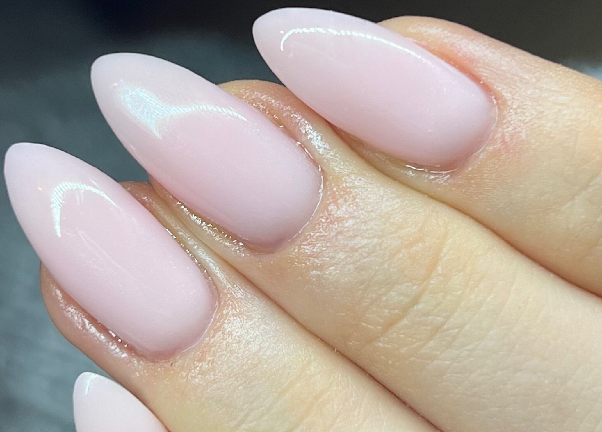 Elegant blush pink manicured nails at Beauty by Lydia, Burton Upon Trent, England, GB.