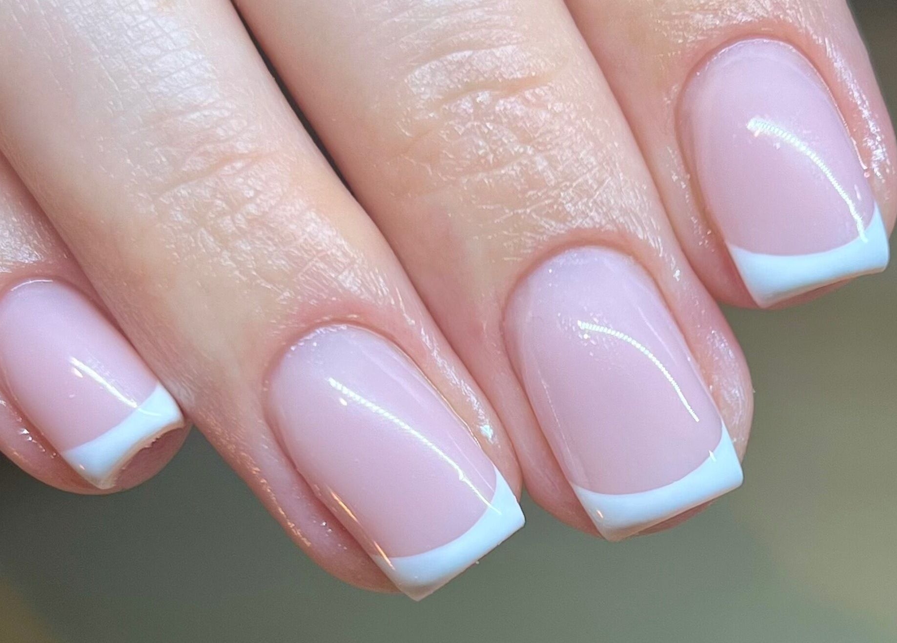Elegant French manicure at Beauty by Lydia, Burton Upon Trent, England, GB. Perfectly polished nails.