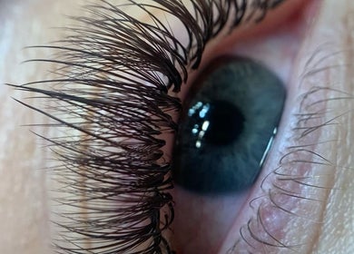Close-up of lush eyelashes from HB Aesthetics, Cannock, England, GB showcasing lash services.
