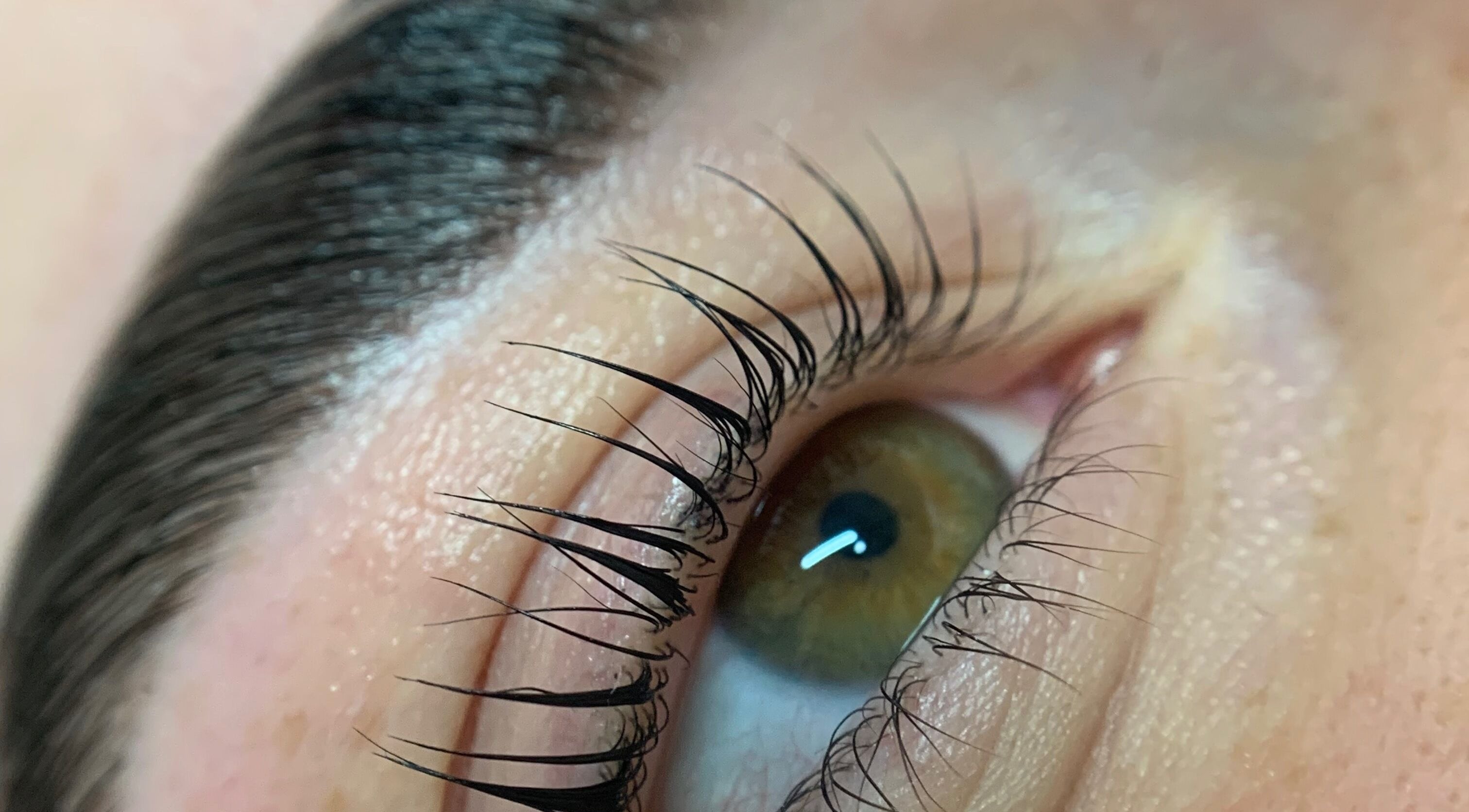 Close-up of eyelashes enhanced at HB Aesthetics, Cannock, England, GB, showcasing lash detailing.