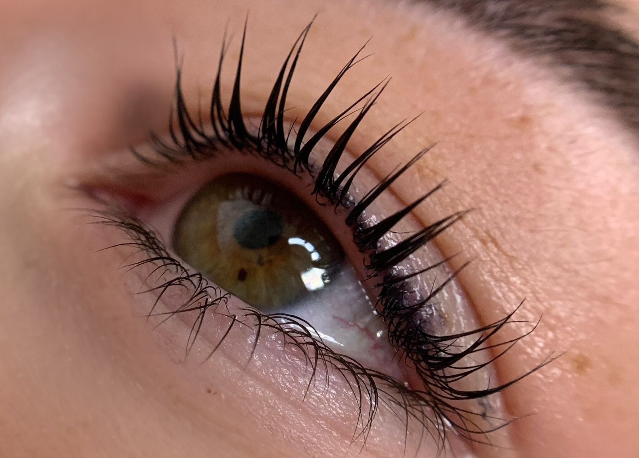 Close-up of expertly styled eyelashes at HB Aesthetics, Cannock, England, GB enhancing eye beauty.