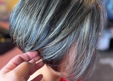 Sophisticated gray hairstyle at MariahCharm Simplicity Beauty in Auckland, Auckland, NZ.