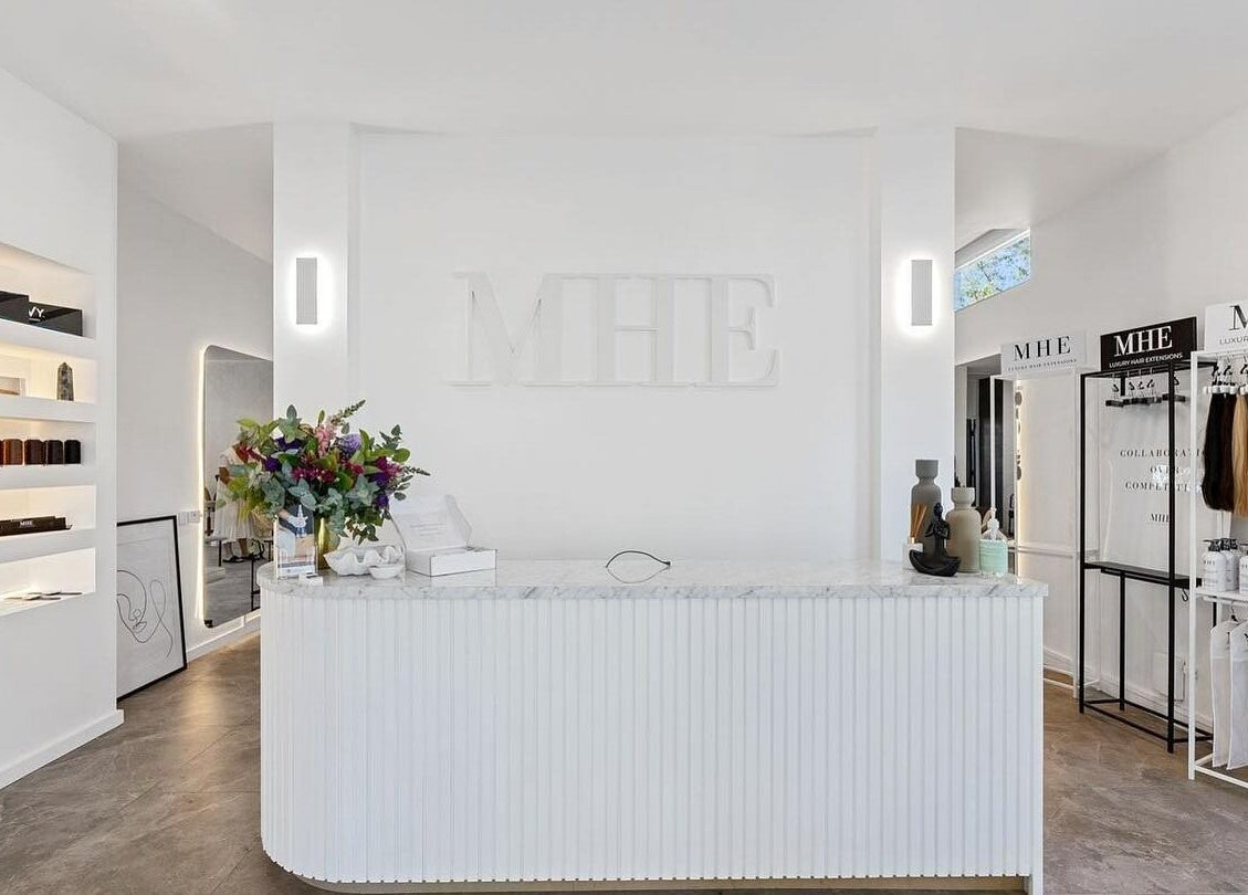 Entrance of Maiden Hair Extensions in Kilsyth, VIC, AU with elegant decor and product displays.
