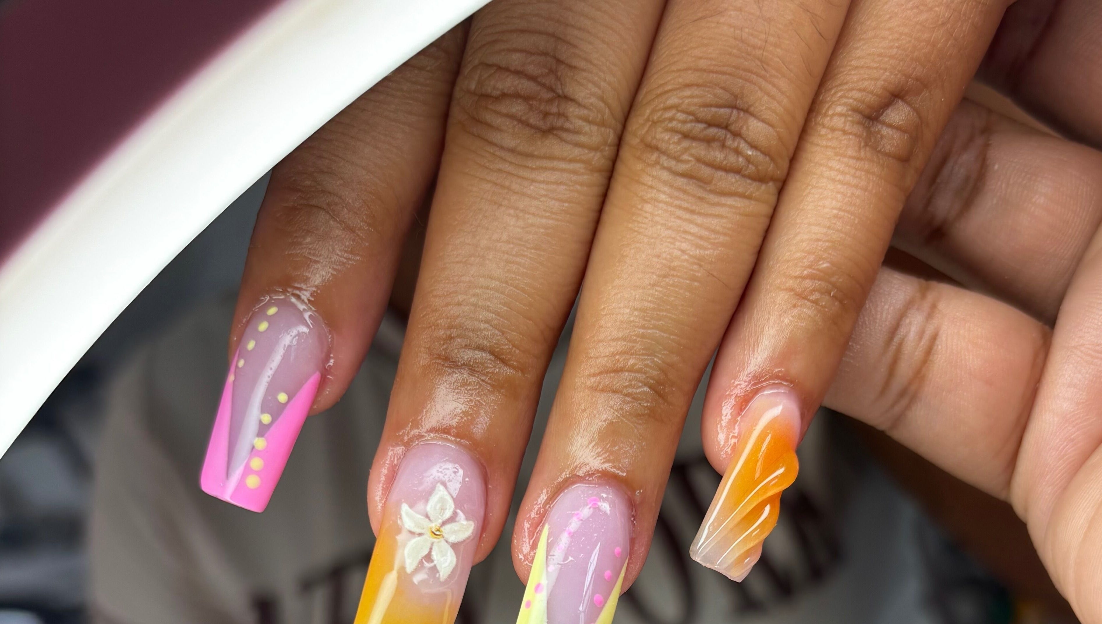 Colorful, detailed nail art at Blossom Nails By Tash, Kralendijk, Bonaire, BQ.