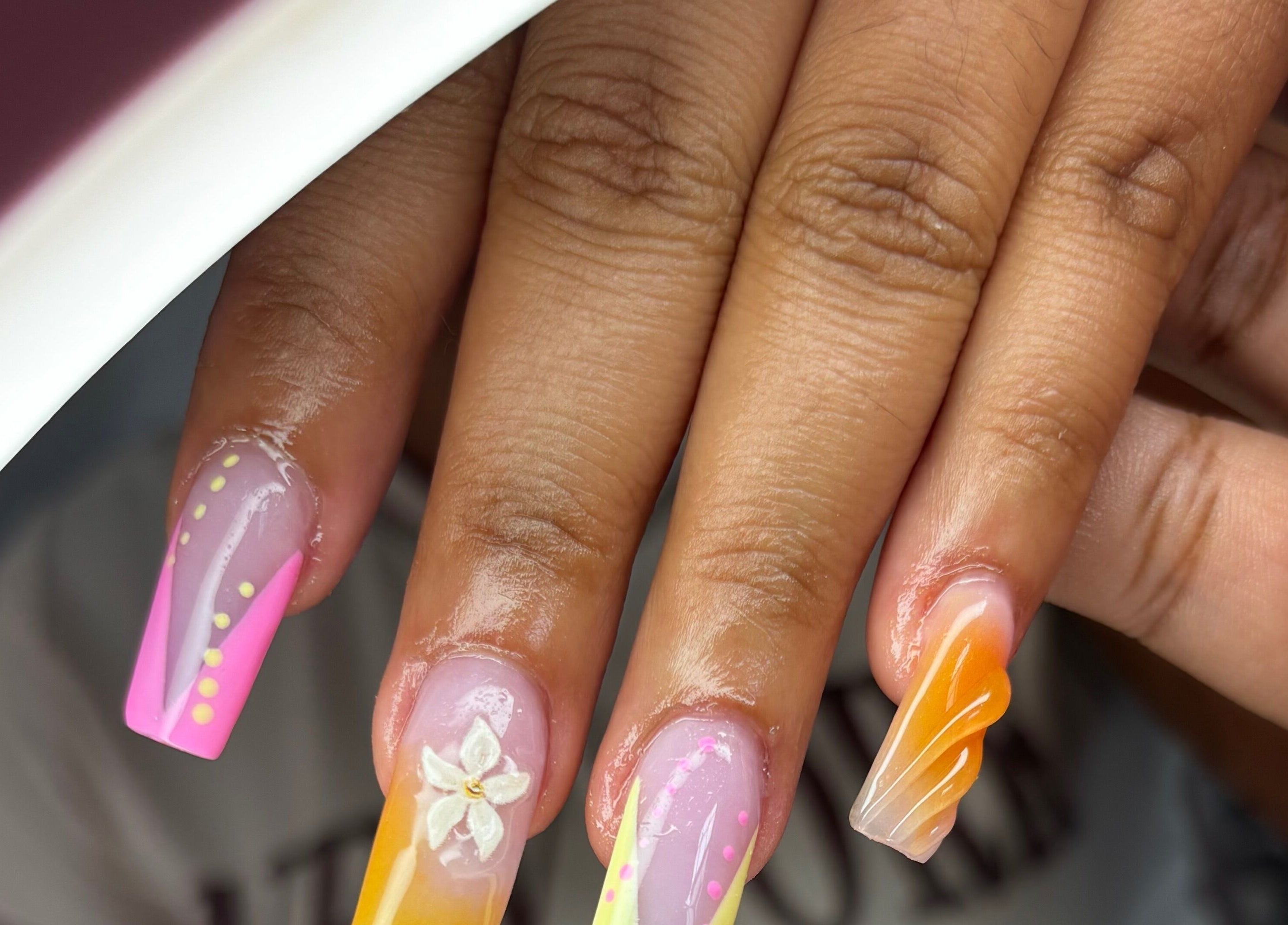 Colorful, detailed nail art at Blossom Nails By Tash, Kralendijk, Bonaire, BQ.