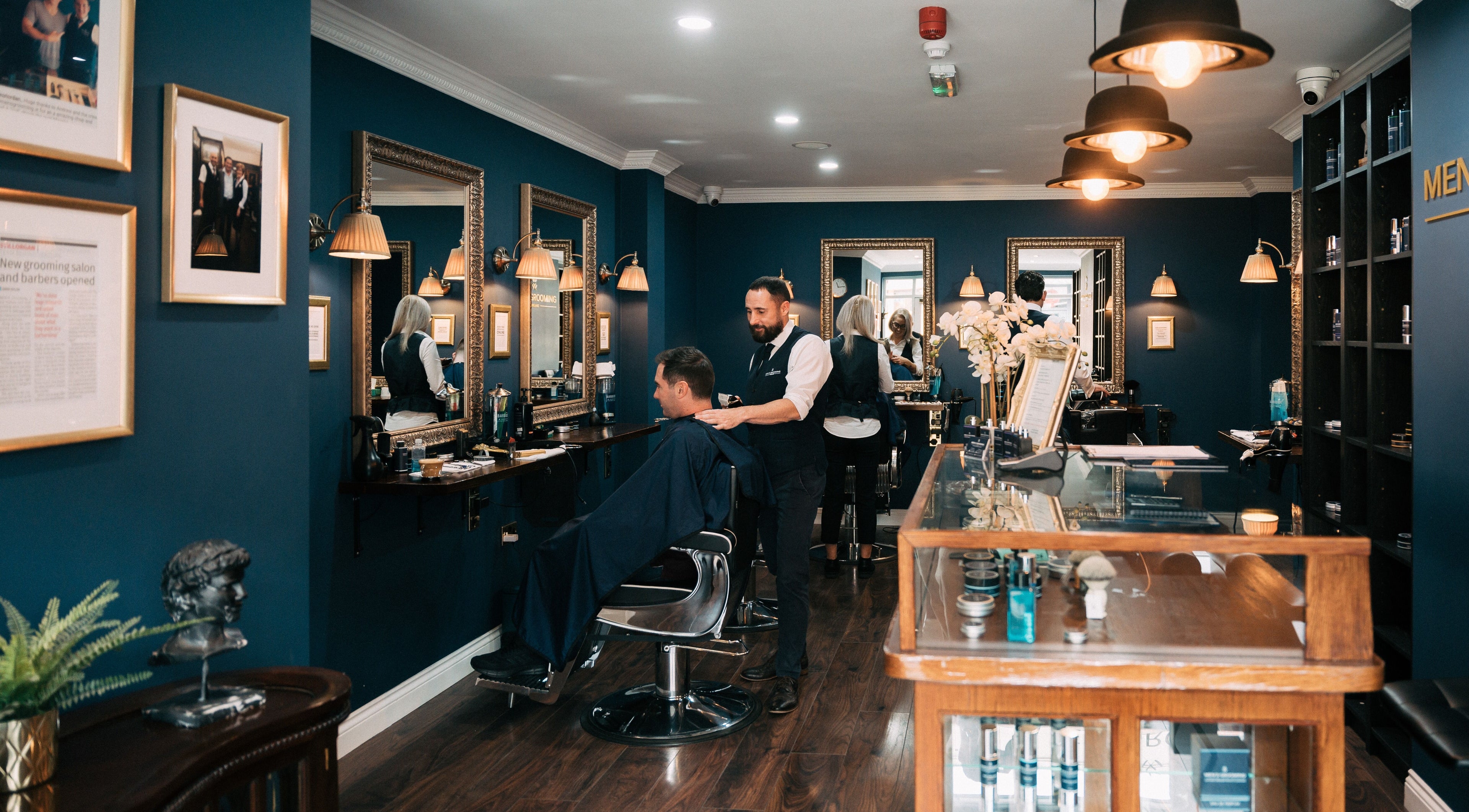 Refined interior of Men's Grooming Ireland Barber Shop Terenure in Dublin, Dublin 6, IE with elegant decor.